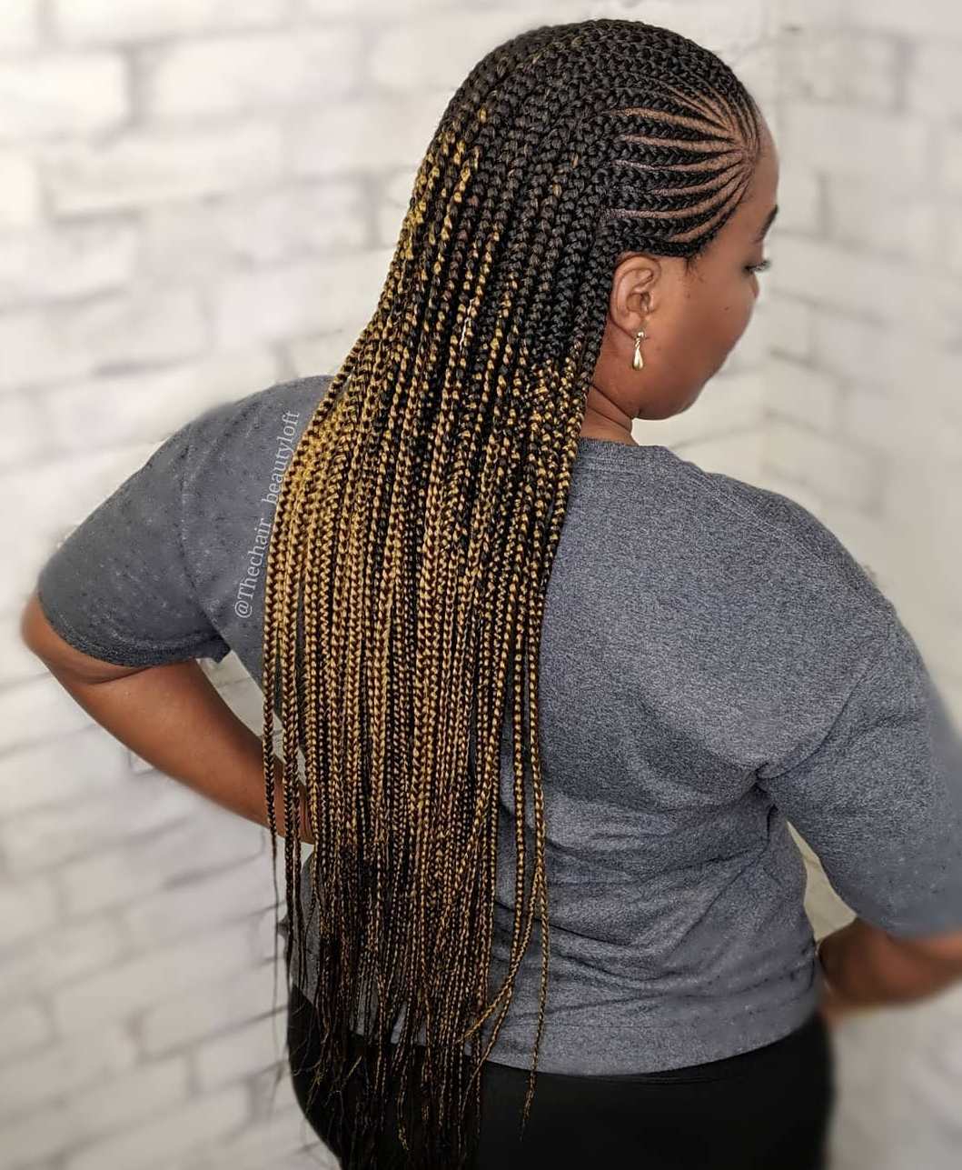 Lange Side Lemonade Braids with Ombre