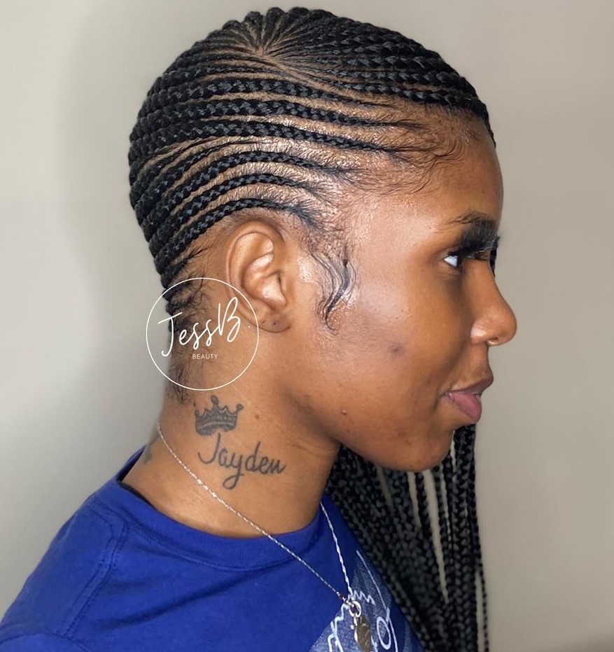 Tresses Lemonade en cornrow latéral