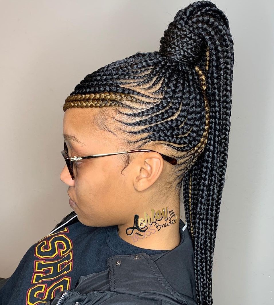 Ponytail for Black Feed-In Braids