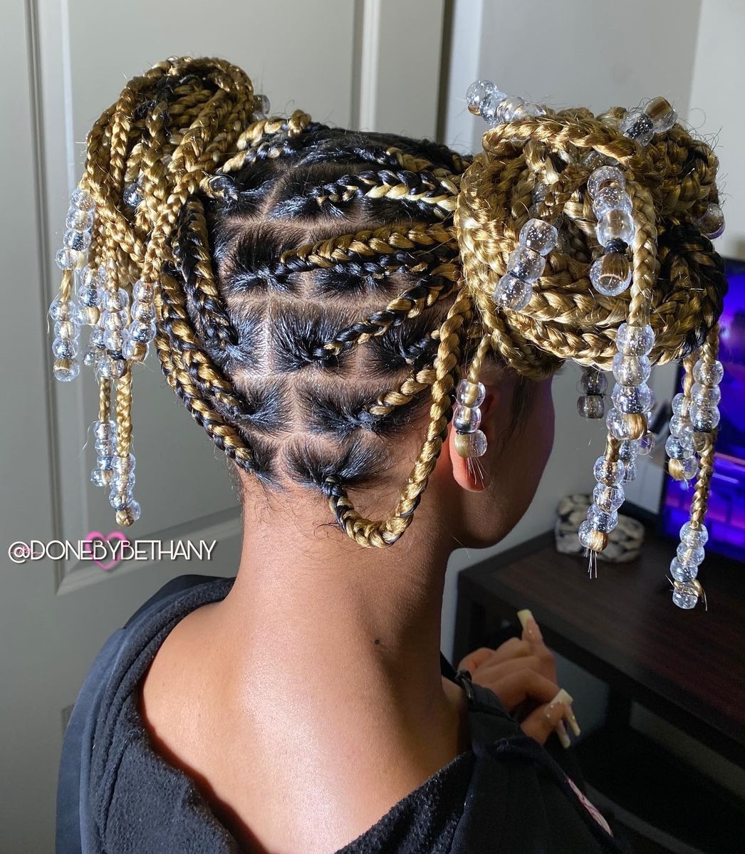 short braids with clear beads